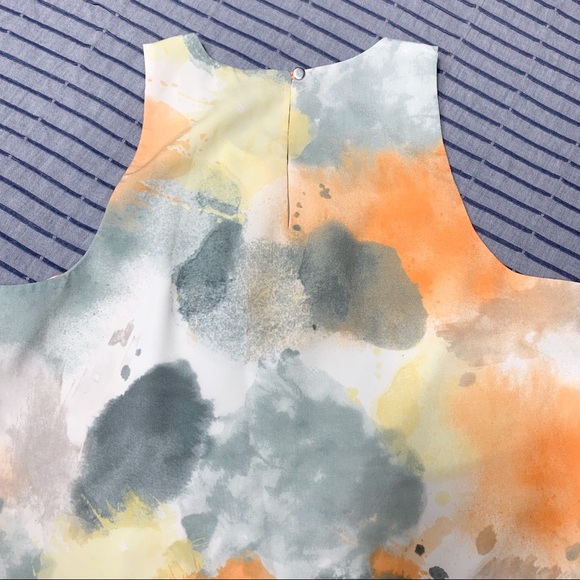 DKNY WATERCOLOR ASYMMETRICAL RUFFLE TOP - Picture 3 of 7